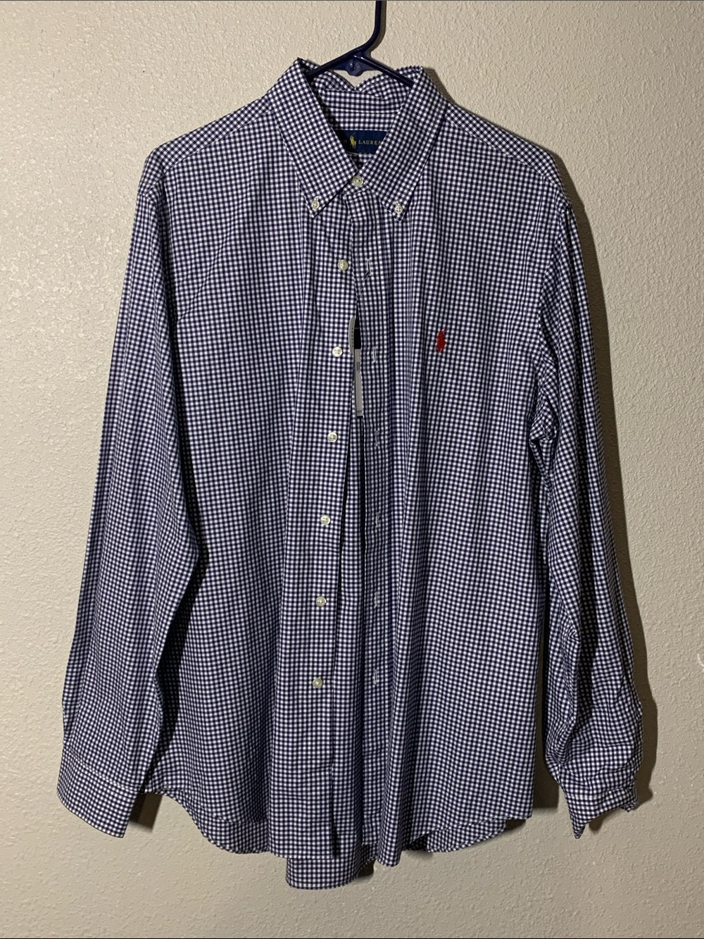Ralph Lauren Men’s Navy and White Gingham Button-Down Shirt